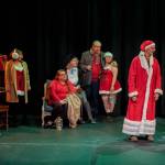 Sequim Gazette photo by Emily Matthiessen / From lfet to right, actors Merrin Packer, Jamie Pauley, Amy Henry, Cheryl Tamblyn, Ron Rager, Tara Dupont, Ken Burland and Cheryl DiPietro rehearse a Christmas Scene for Olympic Theatre Arts upcoming production Calendar Girls, scheduled to run from April 28 to May 14.