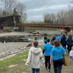 Photo courtesy of ​​Ann Flack/ Sequim Sunrise Rotary
Sequim Interact Club members walk from Sequim Middle School to the Dungeness River for their annual Walk for Water fundraiser. Students carried water about two miles back to the school to raise awareness for those in other countries who walk numerous hours daily to gather water. They also seek funds to build a well in Ghana.