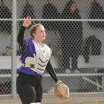 Sequim Gazette photo by Michael Dashiell / Sequim catcher Mikki Green communicates with teammates in between batters in the Wolves 7-6 win over Port Angeles on April 18.