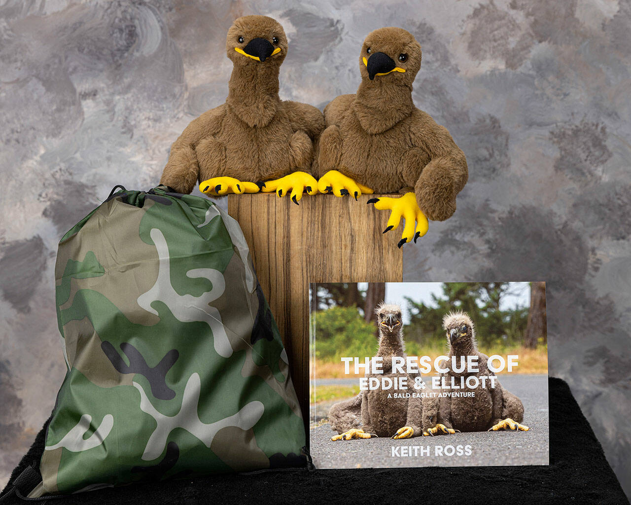 Photo courtesy of Keith Ross, Keiths Frame of Mind/ 
This June, photographer Keith Ross releases his book/plush set The Rescue of Eddie & Elliott – A Bald Eaglet Adventure. He photographed the eaglets in Dungeness in 2019 and turned their adventure into a story book experience.