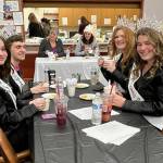 Photo courtesy BSA Troop 90/ Sequim Irrigation Festival royalty, from left, Queen Pepper Reymond, prince Fred Cameron, princess Anne Marie Barni, and princess Paige Skylar Krzyworz judge chili at the first Sequim Community Chili Cook-Off on April 15. They chose BSA Troop 90s chili as their favorite along with judges.