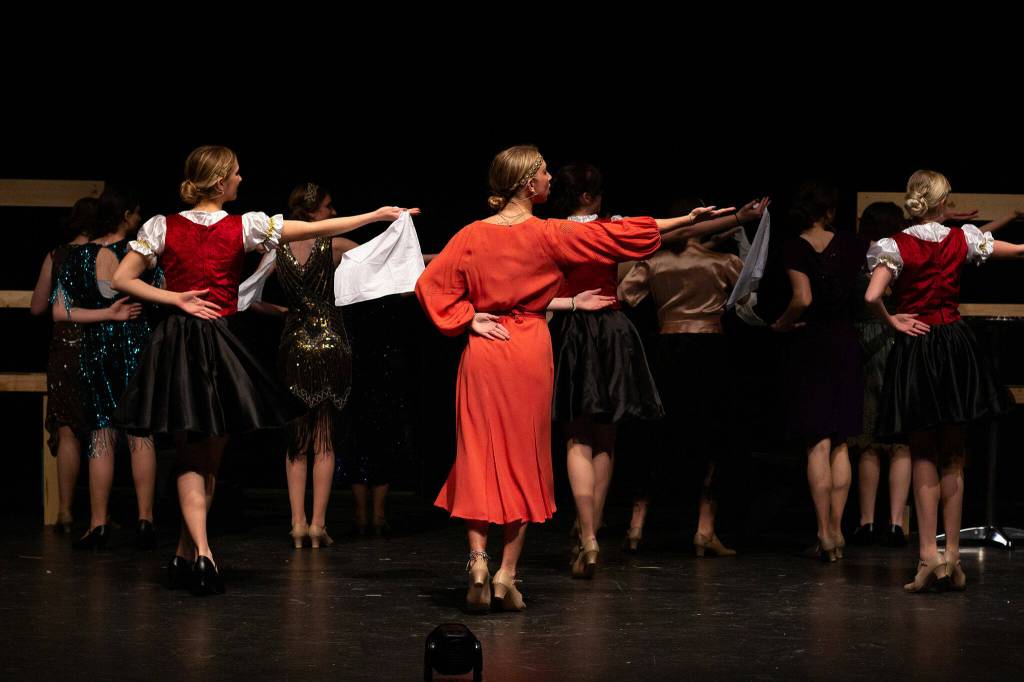 Photo by Danielle Lorentzen/Ghostlight Productions/ Actors rehearse one of many dance scenes in Anastasia the Musical at Sequim High School from May 4-13.