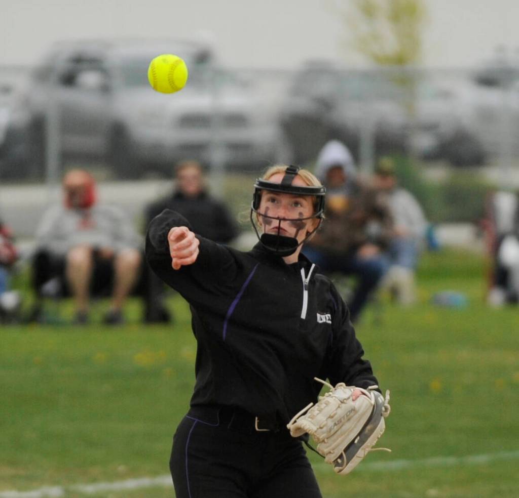 Sequim Gazette photo by Michael Dashiell / Sequim third baseman xxxx xxxxx closes out the third inning with a putout as the Wolves knock off league foe Kingston at home, 5-2, on May 4.
