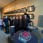 Photo courtesy of George Rodes / Sequim High Schools WW Saxophone Ensemble  from left, Michael Morton, Ozzy Hernández, Kimberly Heintz, Ben Greatwood, Anton Hilmisson and Abraham Herrera  enjoy the State Solo and Ensemble Contest 2023 in Ellensburg.