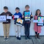 Photo courtesy of Olympic Christian School
Artists in Olympic Christian Schools fifth-grade division include award-winners, from left, Bodey Wood, Noah Kiser, Ben Lovell and Sami Whitmore.