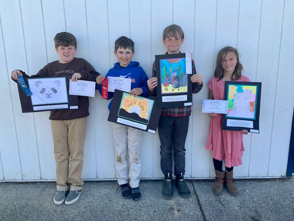 Photo courtesy of Olympic Christian School
Artists in Olympic Christian Schools fifth-grade division include award-winners, from left, Bodey Wood, Noah Kiser, Ben Lovell and Sami Whitmore.