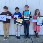 Photo courtesy of Olympic Christian School
Artists in Olympic Christian Schools fifth-grade division include award-winners, from left, Bodey Wood, Noah Kiser, Ben Lovell and Sami Whitmore.