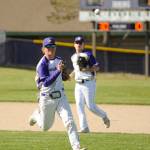 Sequim Gazette photo by Michael Dashiell / Sequim third baseman Hunter Tennell throws out a Franklin Pierce batter in the second inning of a West Central District tourney game on May 9 in Sequim.