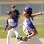 Sequim Gazette photo by Michael Dashiell / Sequim starter Toppy Robideau looks to cool down the Franklin Pierce offense in a West Central District tourney game on May 9 in Sequim.