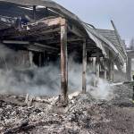 Photo by Jay Cline/Clallam County Fire District 2 / Firefighters from Clallam 2 Fire-Rescue and the Port Angeles Fire Department on May 7 put out a fire that destroyed the Olympic National Park Day Lodge.