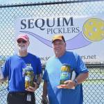 Sequim Gazette photo by Michael Dashiell / Mike Richer, left, and Kevin Jenks are Sequim Picklers 2023 Big Dill Fun Day tourney champs.