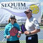 Sequim Gazette photo by Michael Dashiell / Abigail Berg and Steve Burkett placed fourth in the Sequim Picklers 2023 Big Dill Fun Day tournament.