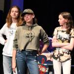 Sequim Gazette photo by Michael Dashiell / From left, Lexi Sterrett, Audrey Cabage and Addy Adams play spoilers in a scene from Olympic Peninsula Academys production of The Nifty Fifties.