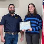 Photo courtesy of Sequim Elks Lodge / Libby Turella accepts her Sequim Elks Lodge April 2023 Student of the Month honor from Exalted Ruler Klayton Waldron.