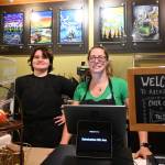 Sequim Gazette photo by Michael Dashiell 
Rainshadow Café owner Dominique Hall, right, joins staffer Emily Klein at Halls new eatery, Rainshadow at Fifth Avenue, last week. The second location opened in late May and offers many of the same culinary and coffee treats as the West Cedar Street location.