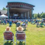 Sequim Gazette photo by Emily Matthiessen / Music fans enjoy a sunny spring day and a free concert as the Sequim City Band entertains with Building a Legacy. The event at The James Center for Performing Arts included a ribbon-cutting and tours of the bands expanded rehearsal space.