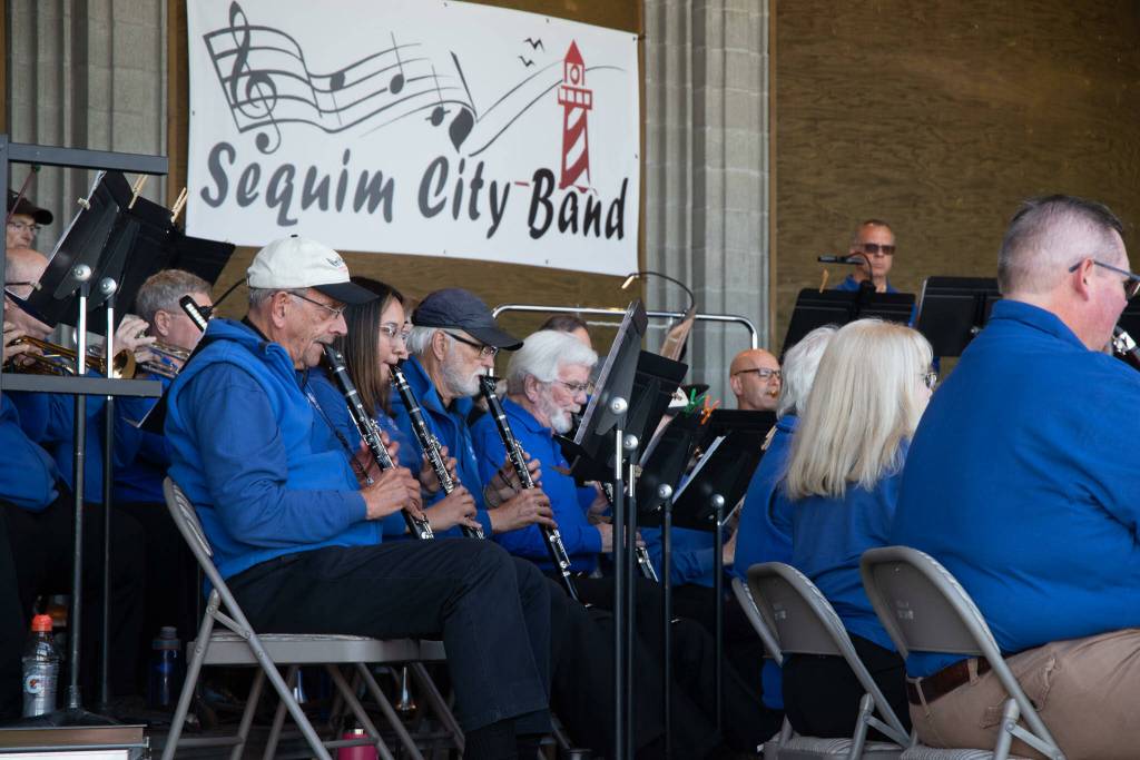 Sequim Gazette photo by Emily Matthiessen / Sequim City Band members entertain a crowd at the bands free June 11 concert, Building a Legacy, held at The James Center for Performing Arts.