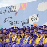 Sequim Gazette photo by Michael Dashiell / Sequim High School graduates-to-be listen to speeches from classmates at the June 15 commencement ceremony.