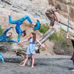 Sequim Gazette photo by Emily Matthiessen / From left, Keylee Disinski, Mia Underwood, Rosie Sly-Hobson, Rivers Maynard and Andrew Lumm are some of the main characters in Sequim Acrobatics upcoming "Neverland" a Peter Pan themed extravaganza prepared this year for audiences at Sequim High School this Friday and Saturday.