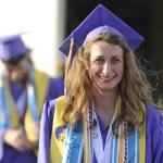 Sequim Gazette photo by Michael Dashiell
Katherine Gould and fellow Sequim High seniors accept diplomas at the schools commencement ceremony on June 16. Gould, who received seven scholarships, plans to attend Peninsula College in the fall.
