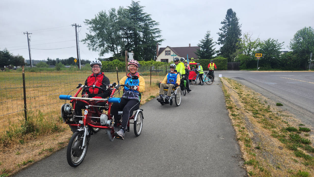 Photo courtesy of Sequim Wheelers / Sequim Wheelers volunteers and participants enjoy a ride during the Northwest Tandem Rally in Sequim on May 28. The nonprofit is taking part once again in the Home Instead Charity Foundation and Home Instead Sequim-Give 65 Fundraising event this July.