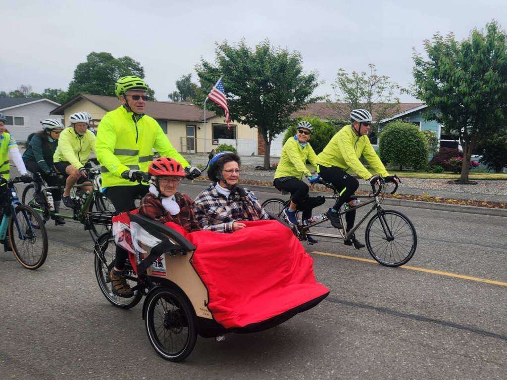 Photo courtesy of Sequim Wheelers
Sequim Wheelers volunteers and participants enjoy a ride during the Northwest Tandem Rally in Sequim on May 28. The nonprofit is taking part once again in the Home Instead Charity Foundation and Home Instead Sequim-Give 65 Fundraising event this July.