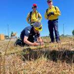 Photo courtesy of Clallam County Fire District 3 / Len Horst (front), Kjel Skov and Chase Laubach of Clallam County Fire District 3 take part in Wildland Fire Team training.
