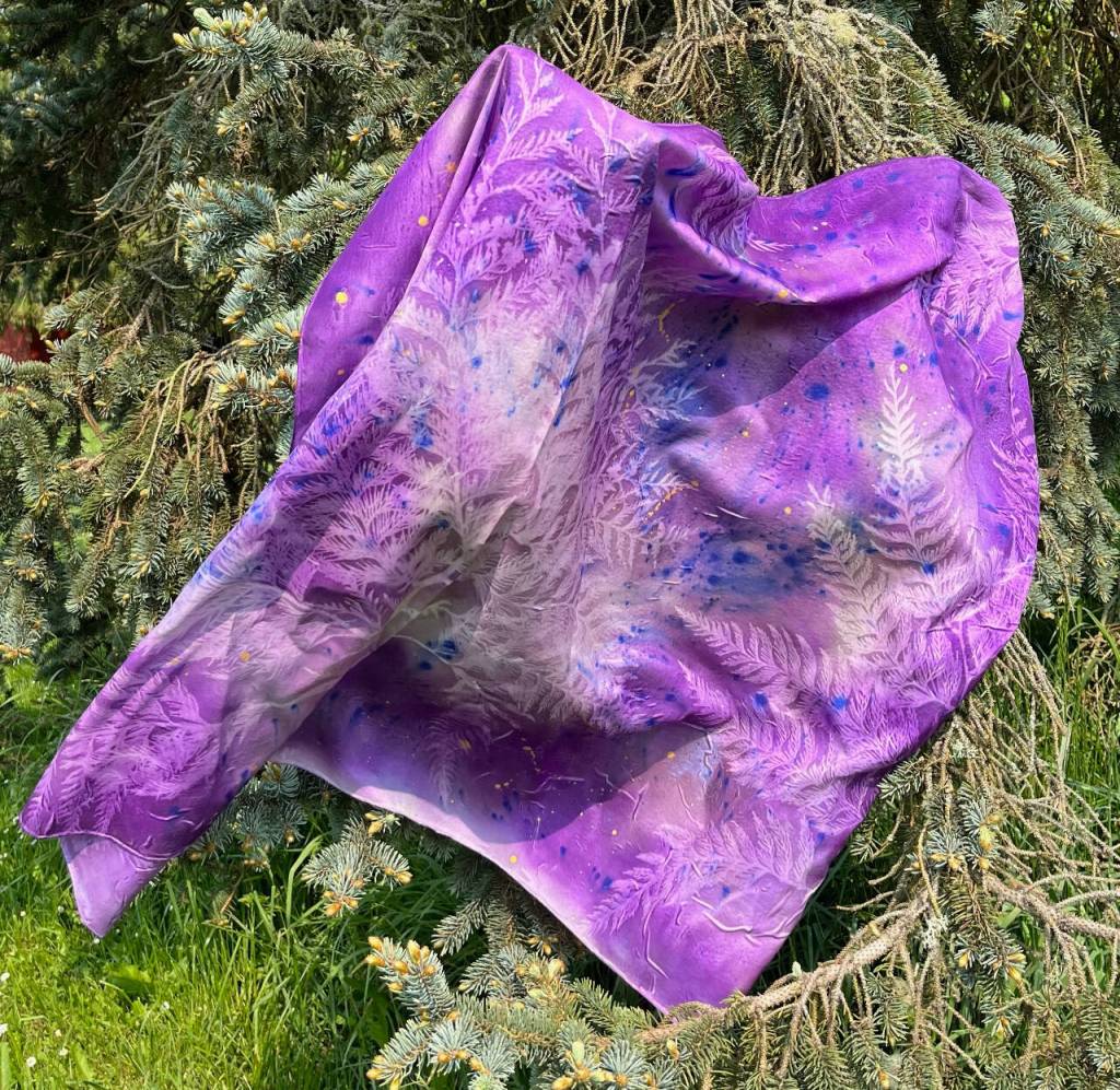 Photo courtesy of Blue Whole Gallery / A silk scarf by Marilyn Hiestand, a featured artist at the Blue Whole Gallerys Creativity Comes in Many Forms exhibit in July.