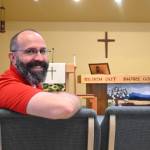 Sequim Gazette photo by Michael Dashiell 
Russ Britton enjoys a moment in the Dungeness Valley Lutheran Church sanctuary last week. Pastor of the church for almost five years, Britton and family are moving to Minnesota this July, where hell take an associate pastor role.