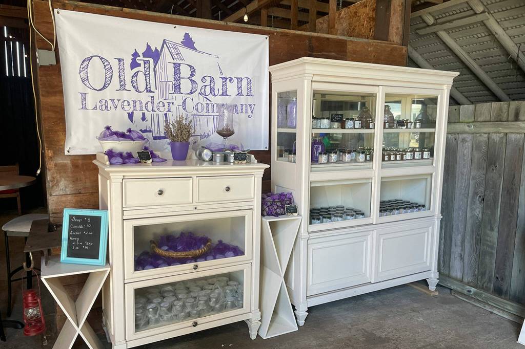 Sequim Gazette photo by Matthew Nash/ Old Barn Lavender Company features various products made by Melissa Herbelin, including soap and candles using the business lavender.