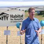 Sequim Gazette photo by Michael Dashiell
Congressman Derek Kilmer (D-Gig Harbor) speaks at a groundbreaking for the Brownfield Road Project on July 5.