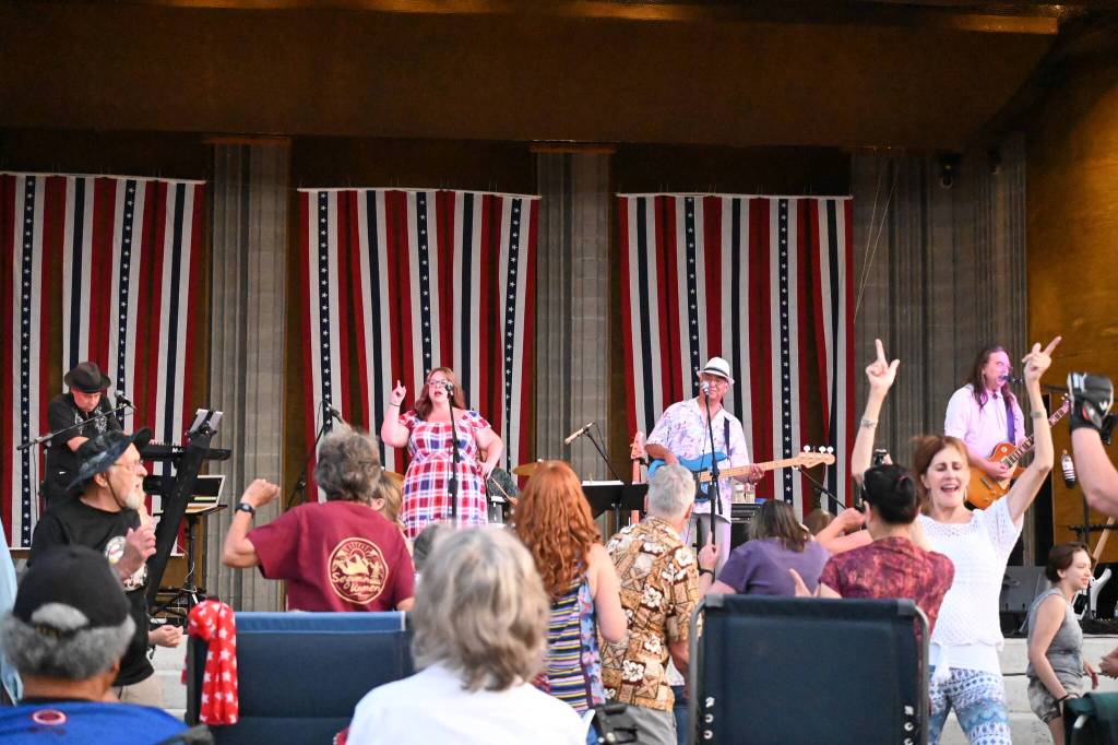 Sequim Gazette photo by Michael Dashiell / Peninsula favorite Black Diamond Junction keeps the crowd hopping at the Sequim Independence Day party on July 4 at Carrie Blake Community Park.
