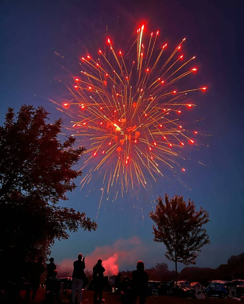 Photo by Susan Baritelle / Fireworks, courtesy of Western Fireworks Display, light up the skies over Carrie Blake Community Park to cap Sequims Independence Day celebration on July 4.