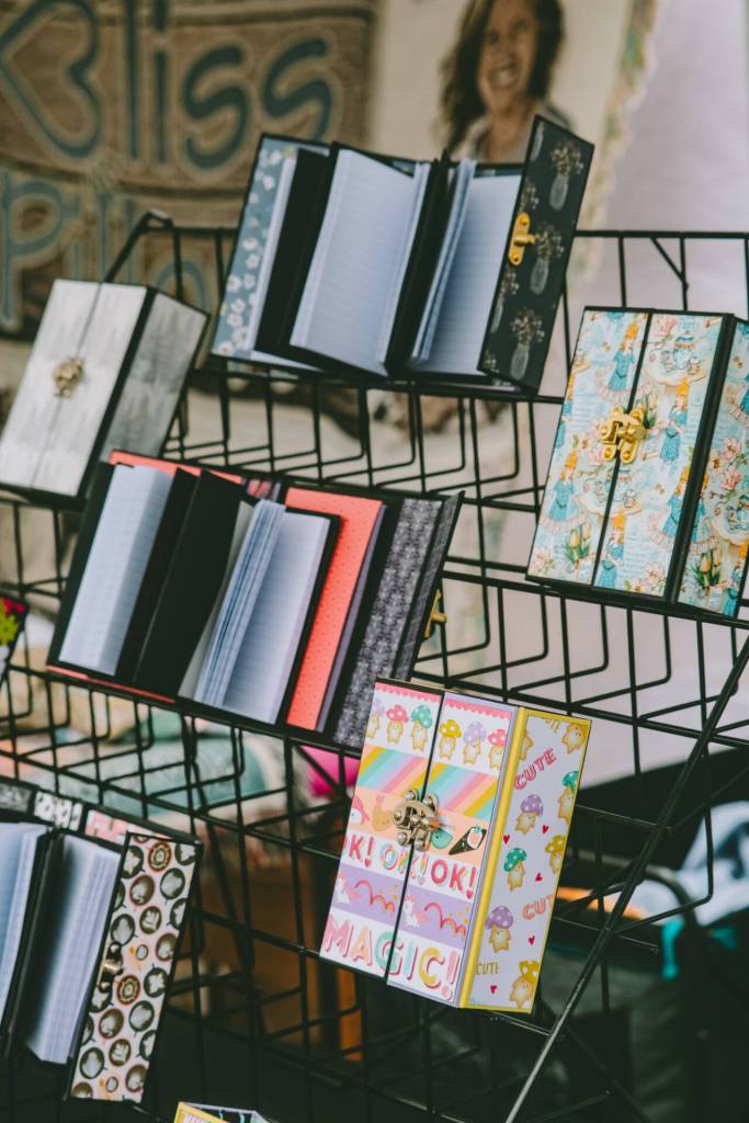 The notebooks at Frippery by Roses booth are all unique and one-of-a-kind.