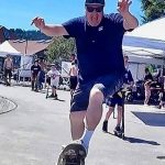 Photo courtesy Mark Simpson/ At a Sequim Youth Skate Park Foundation fundraiser in 2022, Mark Simpson skates during the festivities. He continues to seek support to remodel the Sequim Skate Park.