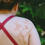 Photos courtesy of Sequim Farmers & Artisans Market/SFAM
Patience Edwards henna tattoo recreates a tattoo from fifth century BC Eurasia. Customers are able to bring their own design ideas to Wild Feather Henna for unique creations.