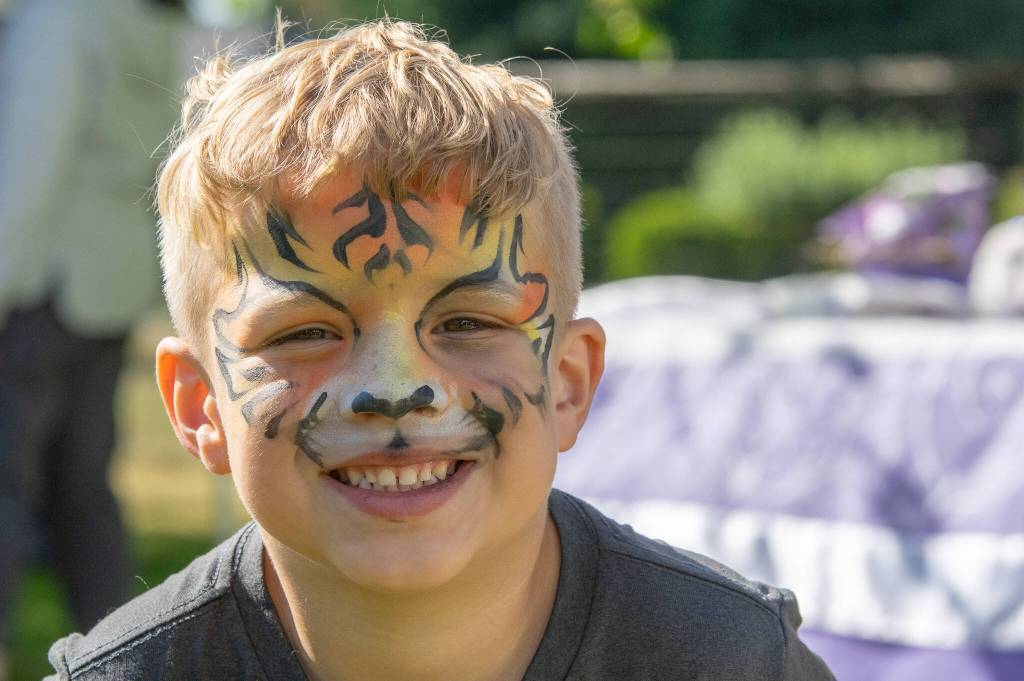 Sequim Gazette photo by Emily Matthiessen
Robinson Smith, 4-and-a-half years old, had his face painted at Carrie Blake Community Park before visiting Kitty Bs Lavender for the U-Pick.