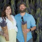 Sequim Gazette photo by Emily Matthiessen / Danyel Waller and Andy Masters of Seattle enjoyed the B&B Family Farms barn during the Lavender Weekend.