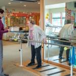 Sequim Gazette photos by Emily Matthiessen
Sarah Mattson, physical therapist and clinical manager at Peak Performance Therapy Center in Sequim, guides patient Margot Hewitt in a static balance task, utilizing an unstable surface.