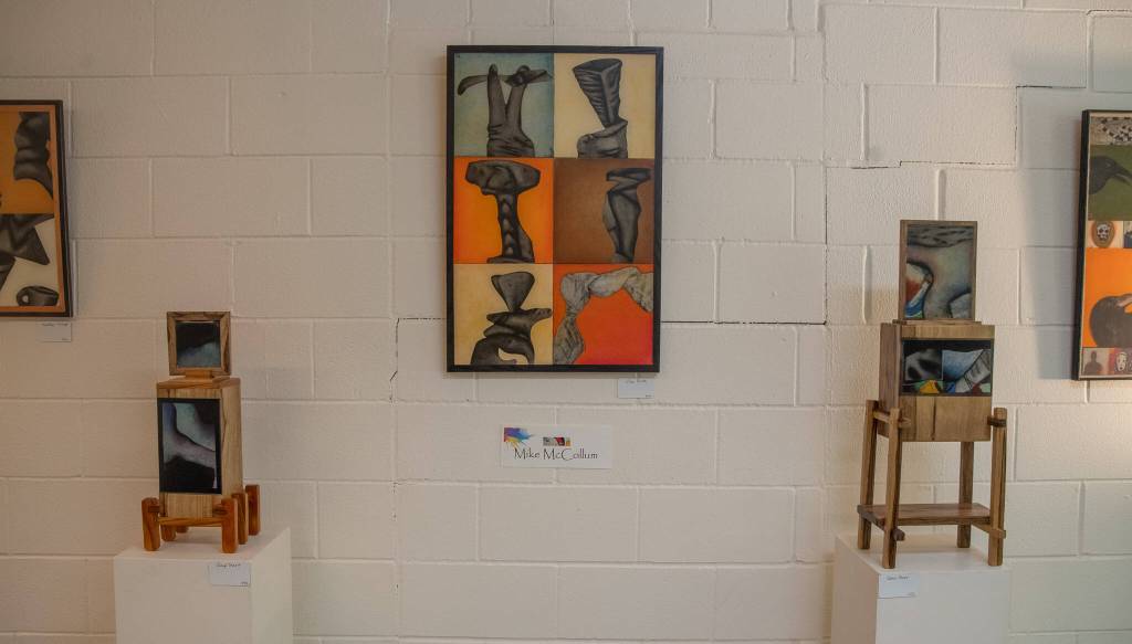 Sequim Gazette photo by Emily Matthiessen / Mixed media artist Mike McCollum will have a reception for his show at Dandelion Botanical Company of Aug. 4 from 4-6 p.m.