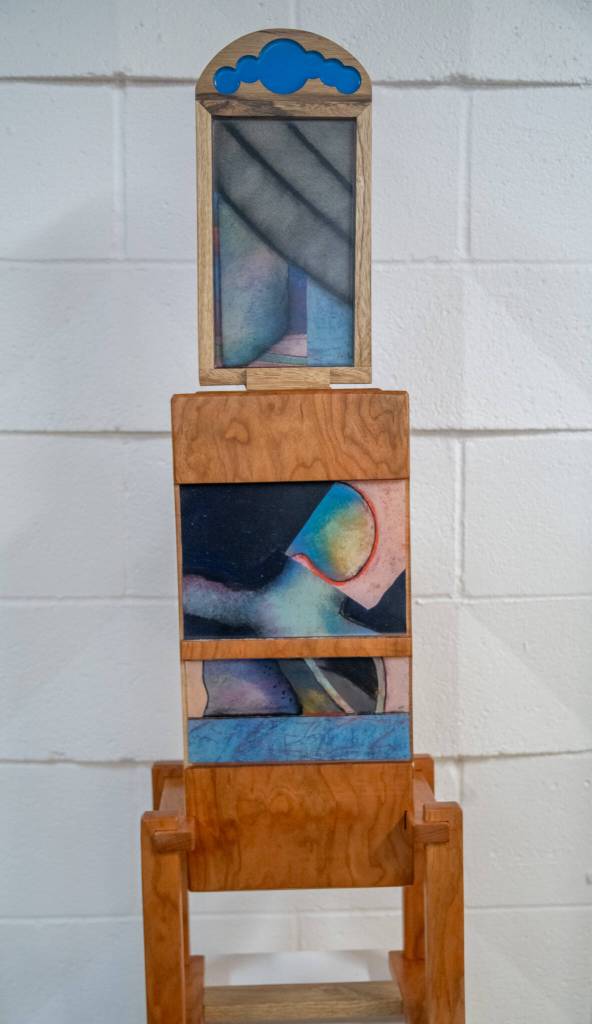 Sequim Gazette photo by Emily Matthiessen / Mixed media artist Mike McCollum will have a reception for his show at Dandelion Botanical Company of Aug. 4 from 4-6 p.m.