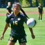 Photo by Rick Ross/Peninsula College / Peninsulas Alexia Rodriguez-Burdeaux, a sophomore midfielder from Selah, controls the ball in an Aug. 13 scrimmage at the University of Victoria.