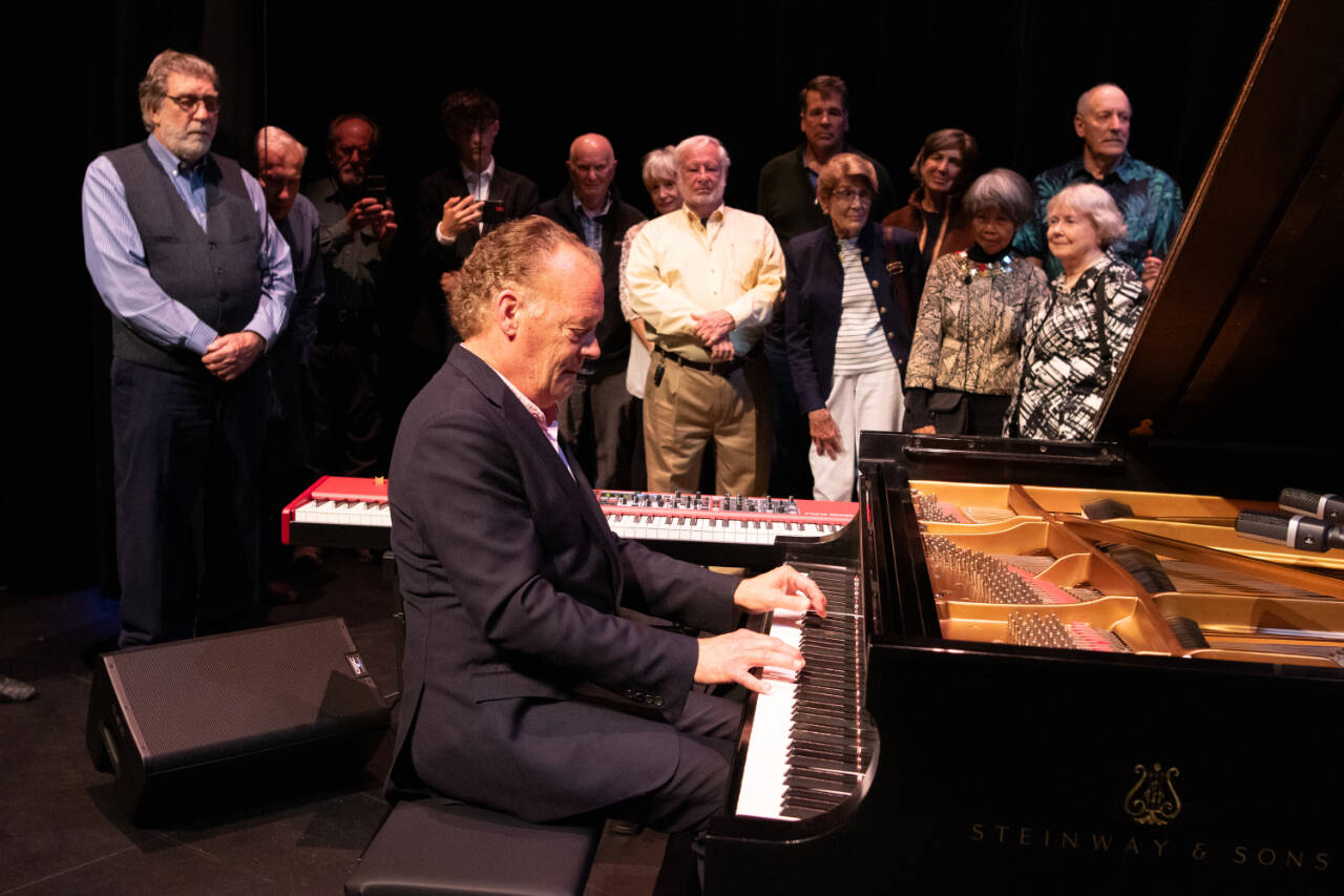 Photo courtesy of Field Arts & Events Hall / Pianist Chuck Lamb takes to the stage for a private improvisational performance for the donors who supported the purchase of a Steinway concert grand piano, an acquisition that came from a partnership between the Field Arts & Events Hall and Music on the Strait.