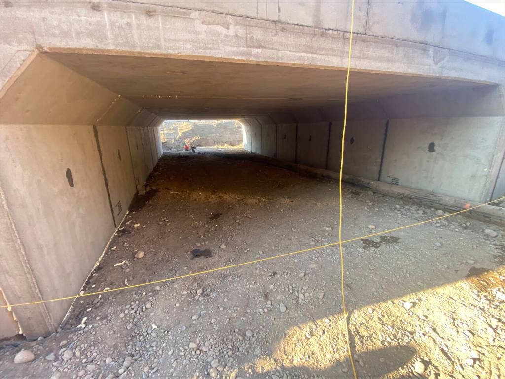 Photo courtesy WSDOT/ Construction crews worked around-the-clock to remove an old culvert and install a new box culvert under U.S. Highway 101 at Eagle Creek between Aug. 13-18.
