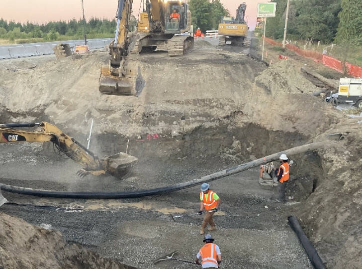 Photo courtesy WSDOT
State crews removed and installed a new culvert to improve fish passage under U.S. Highway 101 at Eagle Creek between Blyn and Gardiner.