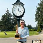 Photo courtesy of The Cedars at Dungeness / Jeff Jones celebrates his fourth mens club title at The Cedars at Dungeness in mid-August.