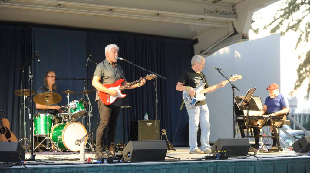 Sequim Gazette photo by Michael Dashiell / The James Howard Band offers rockin tunes for the crowd at the Clallam County Fair on Aug. 18.