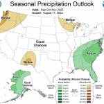 Image courtesy NOAA
The National Oceanic and Atmospheric (NOAA) report dry conditions could continue in the coming months as most of Western Washington and Western Oregon are at about a 40-50 percent chance of leaning below average of seasonal precipitation for September through November.