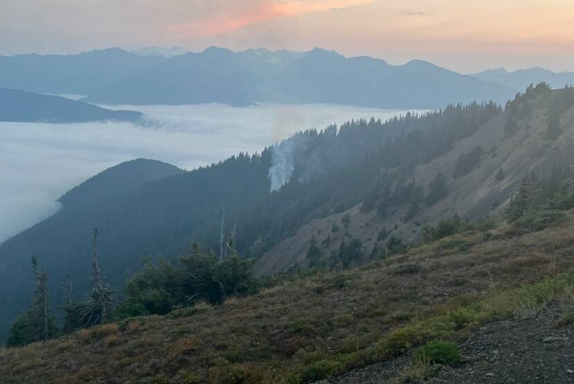 Photo courtesy of Olympic National Park / Olympic National Park officials say a lightning strike is believed to have ignited two small wildfires at Hurricane Ridge on Aug. 28, one of them immediately prompting closure of Hurricane Ridge Road.