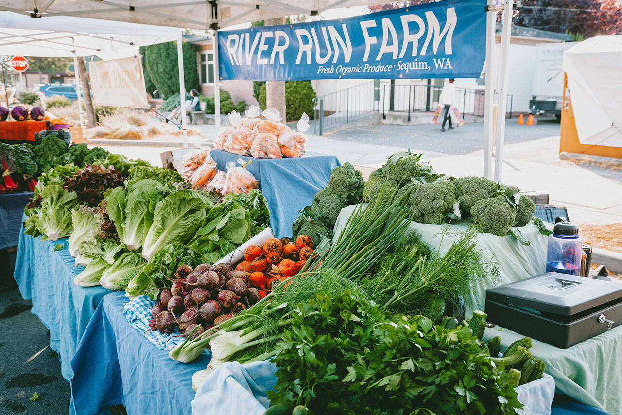 Photo courtesy Sequim Farmers and Artisans Market/ A full harvest is available at River Run Farms booth at the Sequim Farmers and Artisans Market.